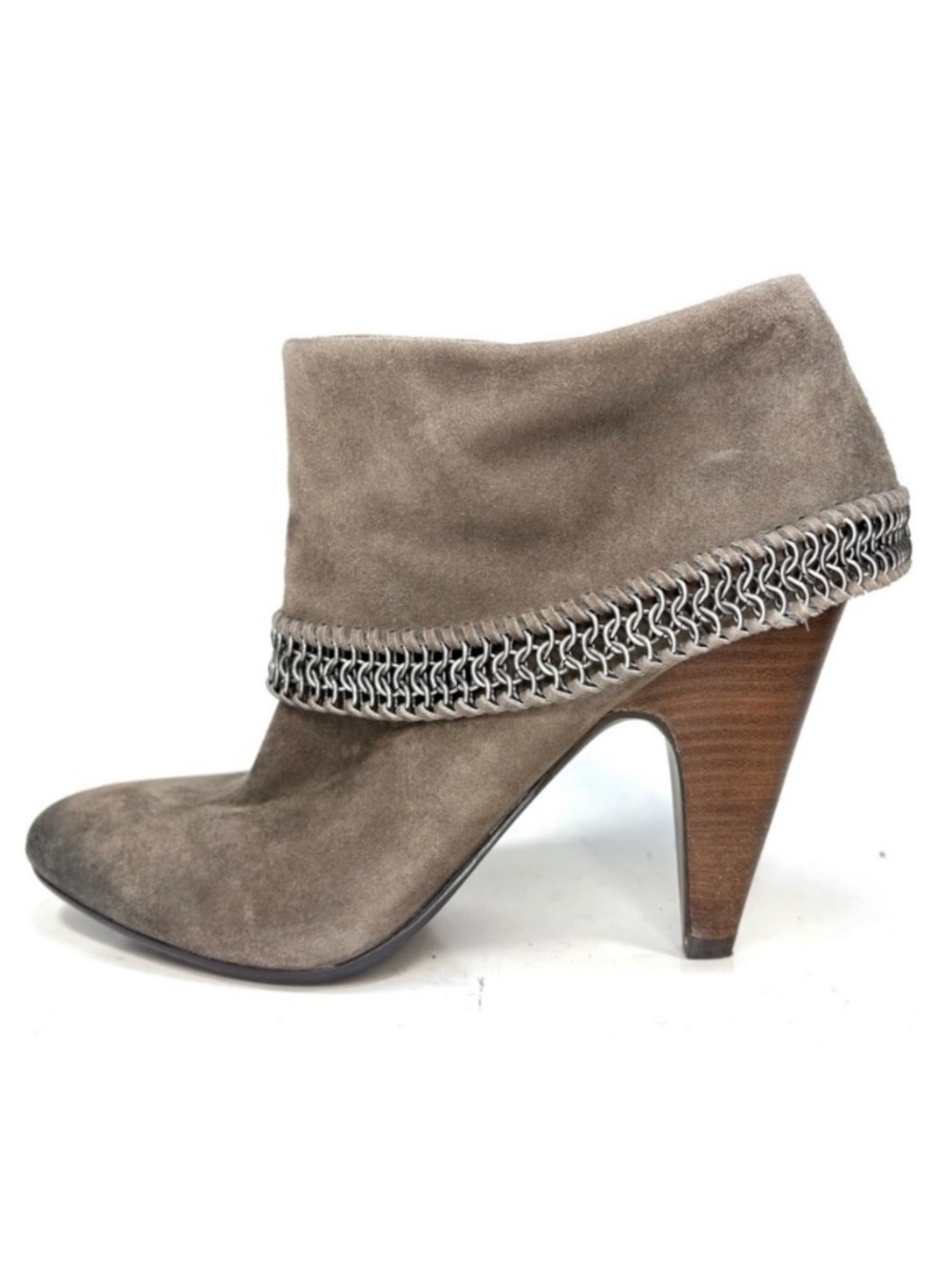 ASH Gray Chain-Embellished Ankle Boots | 40